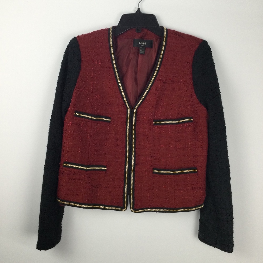 MNG Suit Mango Tweed Blazer Jacket womens size M